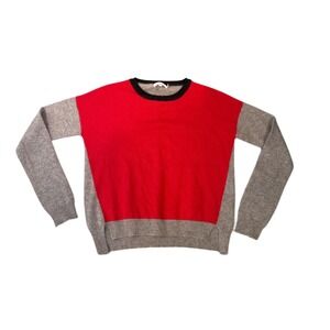 Velvet by‎ Graham & Spencer Sweater Women Medium Red Grey Cashmere Colorblock